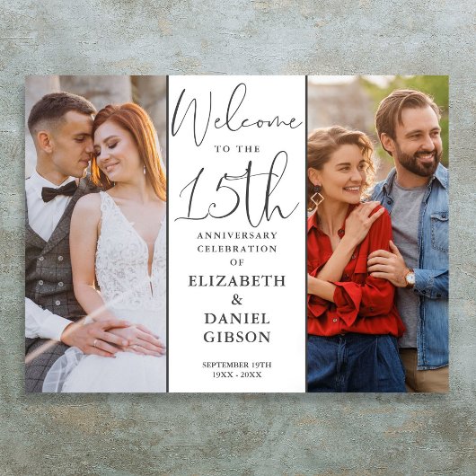 Dann und jetzt 2 Foto 15-jähriges Begrüßungszeiche Poster