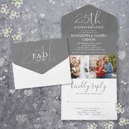 Dann und jetzt 2 Foto 25. Hochzeitstag All In One Einladung