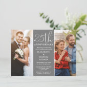 Dann und jetzt 2 Foto 25. Hochzeitstag Einladung (Stehend Vorderseite)