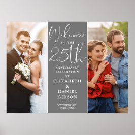 Dann und jetzt 2 Foto 25-jähriges Willkommenszeich Poster