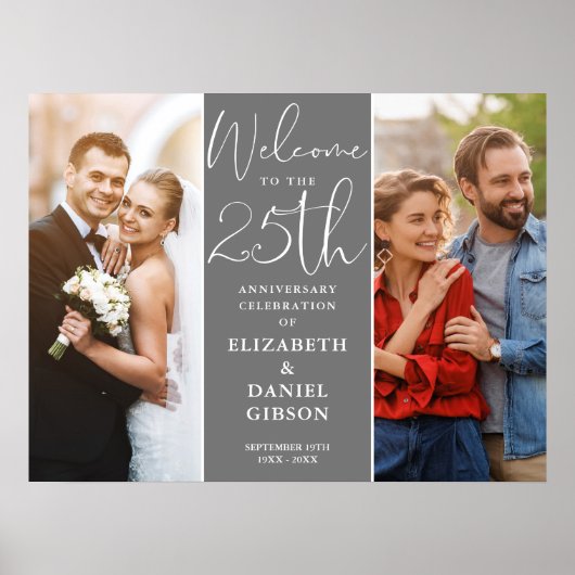 Dann und jetzt 2 Foto 25-jähriges Willkommenszeich Poster (Vorne)