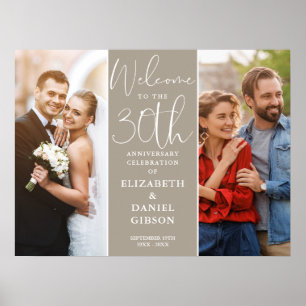 Dann und jetzt 2 Foto 30 Jahre Geburtstag Willkomm Poster