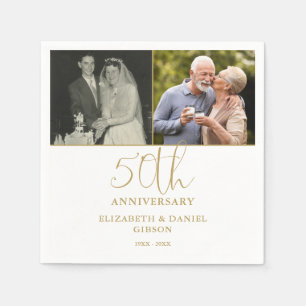 Dann und Jetzt 2 Foto 50. Hochzeitstag Serviette