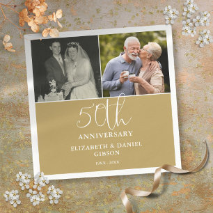 Dann und Jetzt 2 Foto 50. Hochzeitstag Serviette
