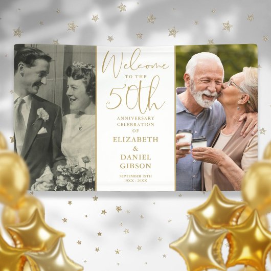 Dann und jetzt 2 Foto 50 Jahre Jubiläum Willkommen Banner