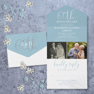 Dann und Jetzt 2 Foto 60. Hochzeitstag All In One Einladung