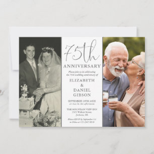 Dann und Jetzt 2 Foto 75. Hochzeitstag Einladung