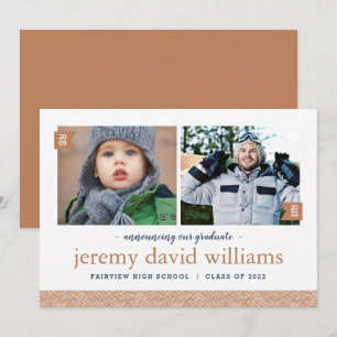 Dann und jetzt 2 Foto Abschluss Ankündigung