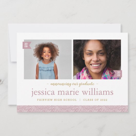 Dann und jetzt 2 Foto Abschluss Ankündigung (Vorderseite)