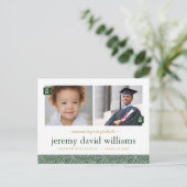 Dann und jetzt 2 Foto Graduation Party Einladung (Stehend Vorderseite)