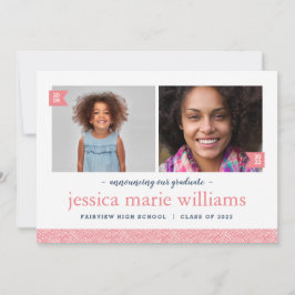 Dann und jetzt 2 Foto Graduation Party Einladung