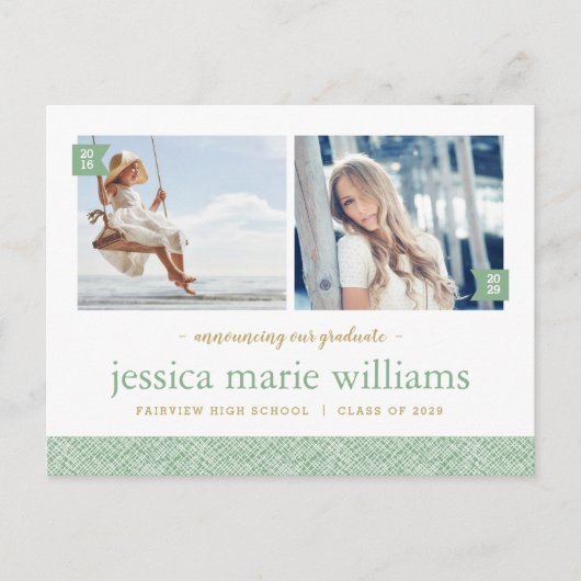 Dann und jetzt 2 Foto Graduation Party Einladung (Vorderseite)