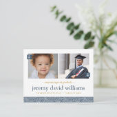 Dann und jetzt 2 Foto Graduation Party Einladung (Stehend Vorderseite)