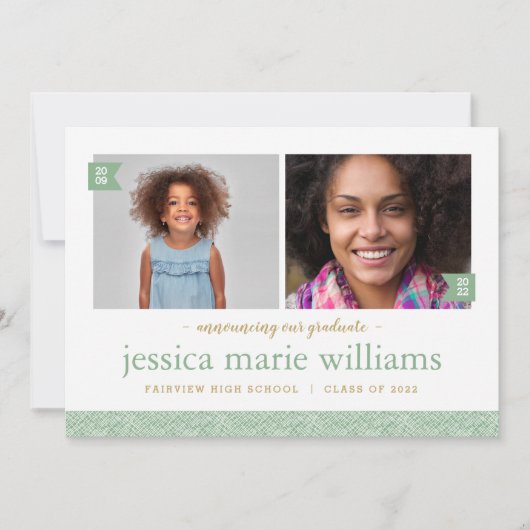 Dann und jetzt 2 Foto Graduation Party Einladung (Vorderseite)