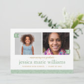 Dann und jetzt 2 Foto Graduation Party Einladung (Stehend Vorderseite)