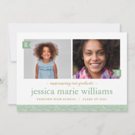 Dann und jetzt 2 Foto Graduation Party Einladung