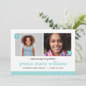 Dann und jetzt 2 Foto Graduation Party Einladung (Stehend Vorderseite)