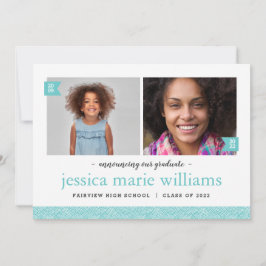 Dann und jetzt 2 Foto Graduation Party Einladung