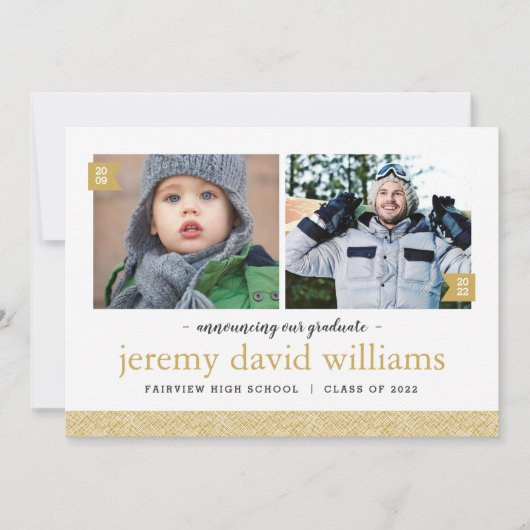 Dann und jetzt 2 Foto Graduation Party Einladung (Vorderseite)