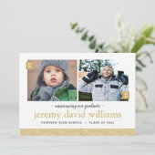 Dann und jetzt 2 Foto Graduation Party Einladung (Stehend Vorderseite)