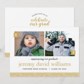 Dann und jetzt 2 Foto Graduation Party Einladung (Vorne/Hinten)