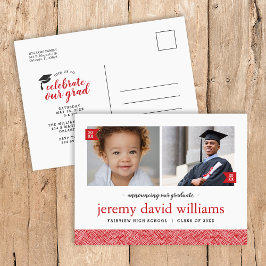 Dann und jetzt 2 Foto Graduation Party Einladung