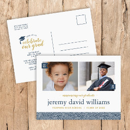 Dann und jetzt 2 Foto Graduation Party Einladung