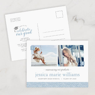 Dann und jetzt 2 Foto Graduation Party Einladung