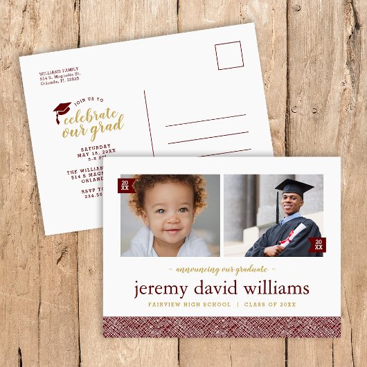 Dann und jetzt 2 Foto Graduation Party Einladung