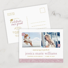 Dann und jetzt 2 Foto Graduation Party Einladung