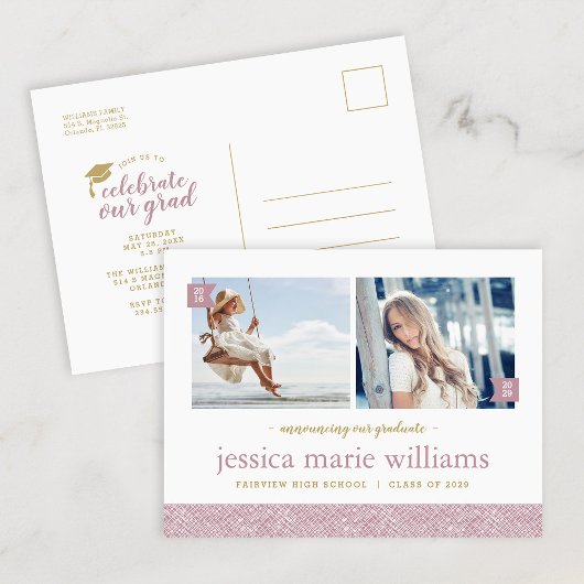 Dann und jetzt 2 Foto Graduation Party Einladung