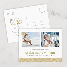 Dann und jetzt 2 Foto Graduation Party Einladung