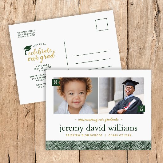 Dann und jetzt 2 Foto Graduation Party Einladung