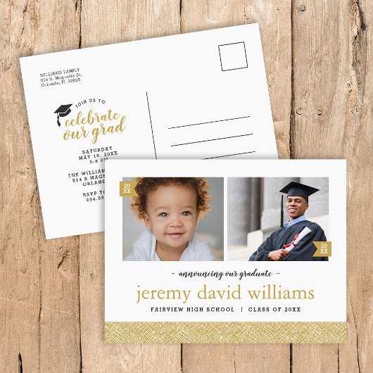 Dann und jetzt 2 Foto Graduation Party Einladung