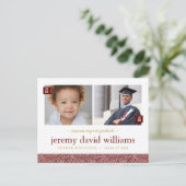 Dann und jetzt 2 Foto Graduation Party Einladung (Stehend Vorderseite)