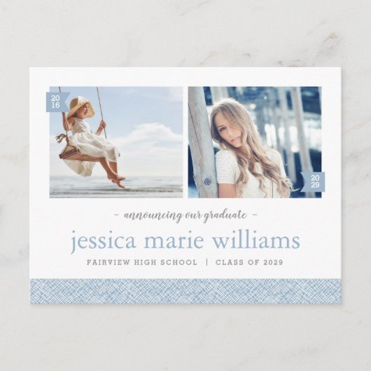 Dann und jetzt 2 Foto Graduation Party Einladung (Vorderseite)