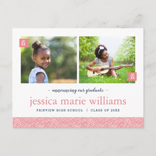 Dann und jetzt 2 Foto Graduation Party Einladung (Vorderseite)