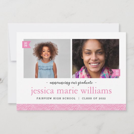 Dann und jetzt 2 Foto Graduation Party Einladung (Vorderseite)