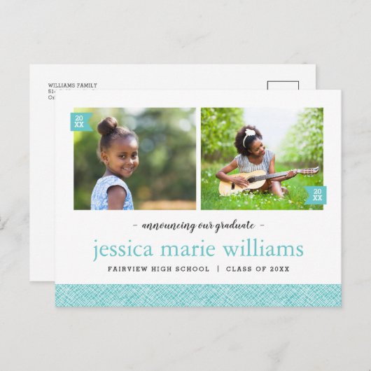 Dann und jetzt 2 Foto Graduation Party Einladung (Vorne/Hinten)