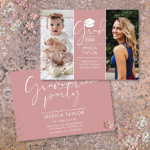 Dann und jetzt 2 Foto Pink Graduation Party