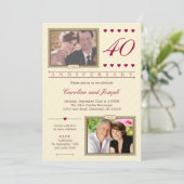 Dann und jetzt 40. Hochzeitstag Einladung (Stehend Vorderseite)