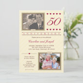 Dann und jetzt 50. Hochzeitstag Einladung (Stehend Vorderseite)