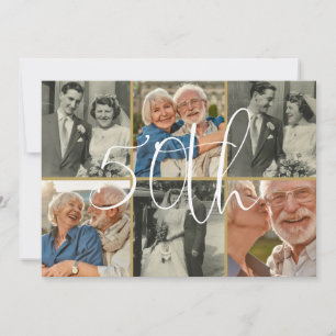 Dann und Jetzt 6 Fotos 50. Hochzeitstag Einladung