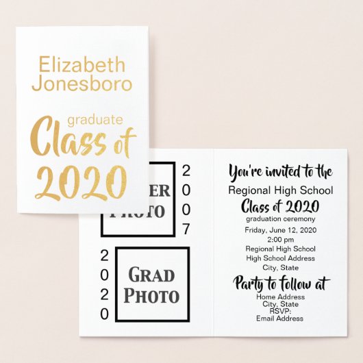 Dann und Jetzt Abschluss Ankündigung Party Foto (Anzeige)