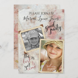 Dann und jetzt Abschluss Vintage FOTO-Rahmen Einladung