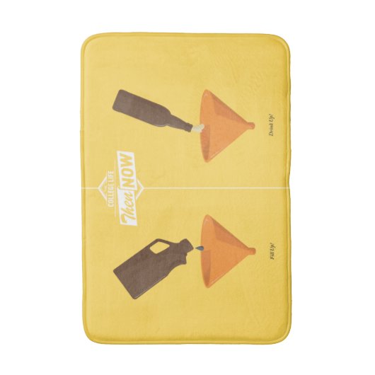 Dann und jetzt: Bier Pong Badematte (Vorderseite Vertikal)