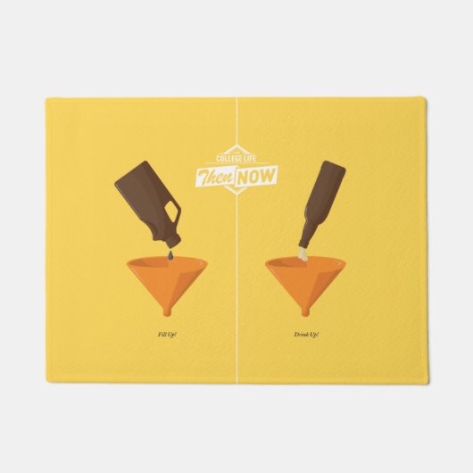 Dann und jetzt: Bier Pong Fußmatte (Vorderseite)