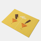 Dann und jetzt: Bier Pong Fußmatte (Schrägansicht)