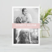 Dann und Jetzt blush Pink Class of 2022 Abschluss Ankündigung (Stehend Vorderseite)