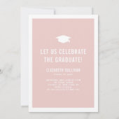 Dann und jetzt blush Pink Foto Collage Abschluss Einladung (Rückseite)